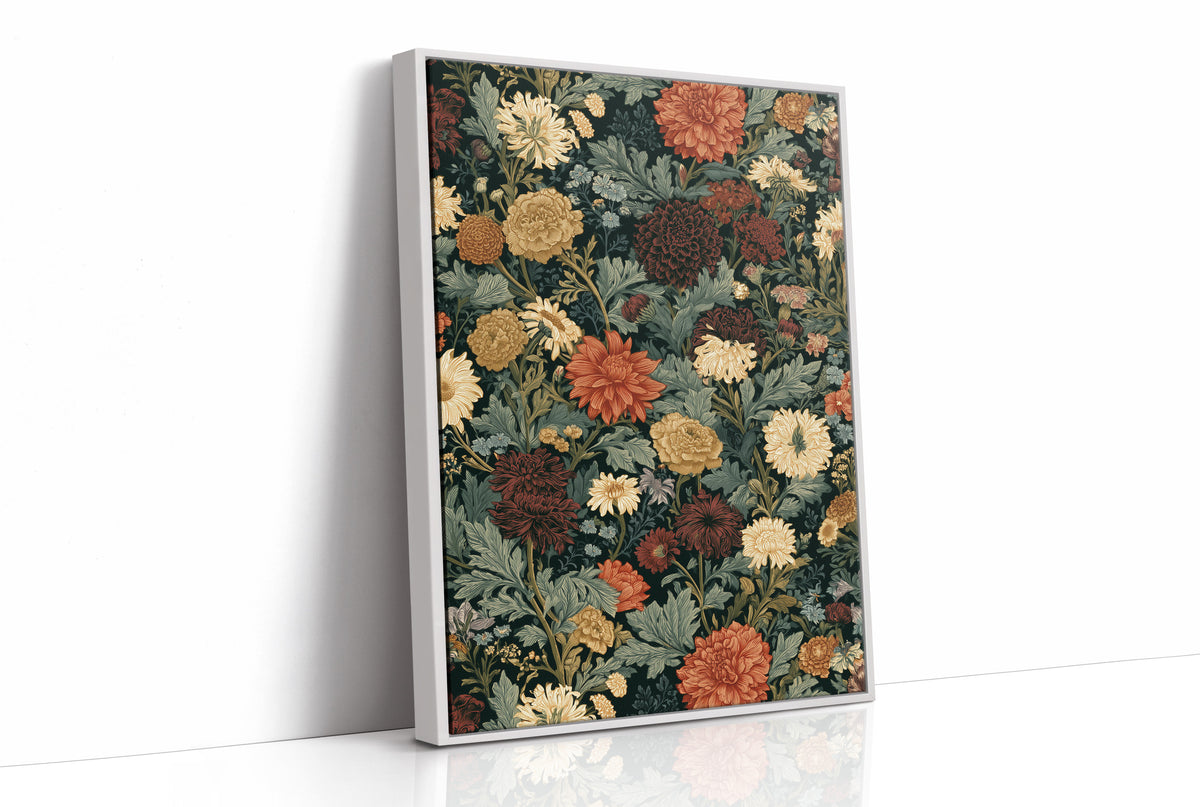 Midnight Chrysanthemum Floral Pattern