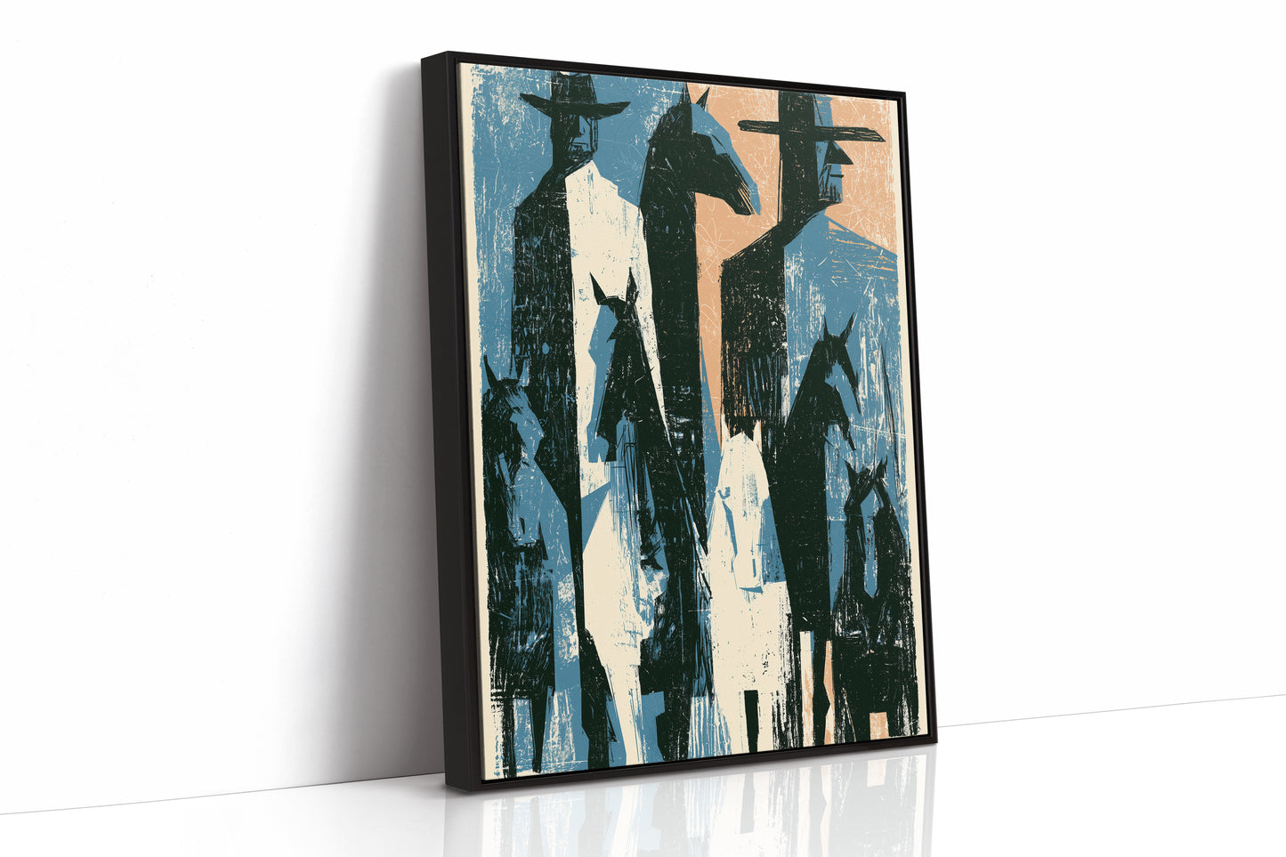 Two Riders Block Print