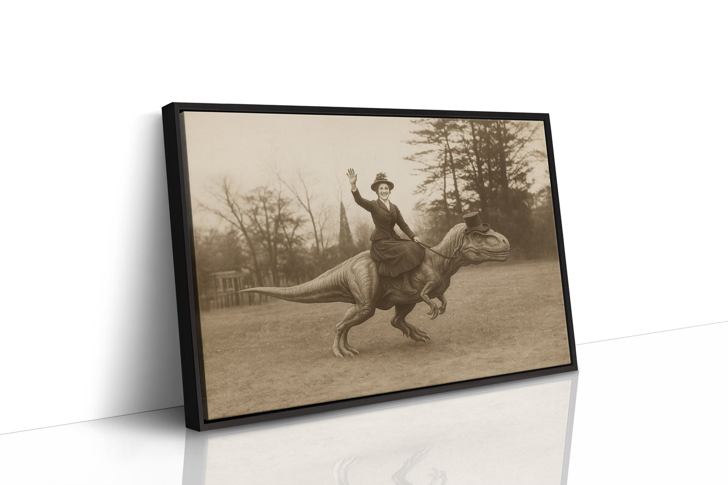 Victorian Lady Riding a Top-Hat T-Rex