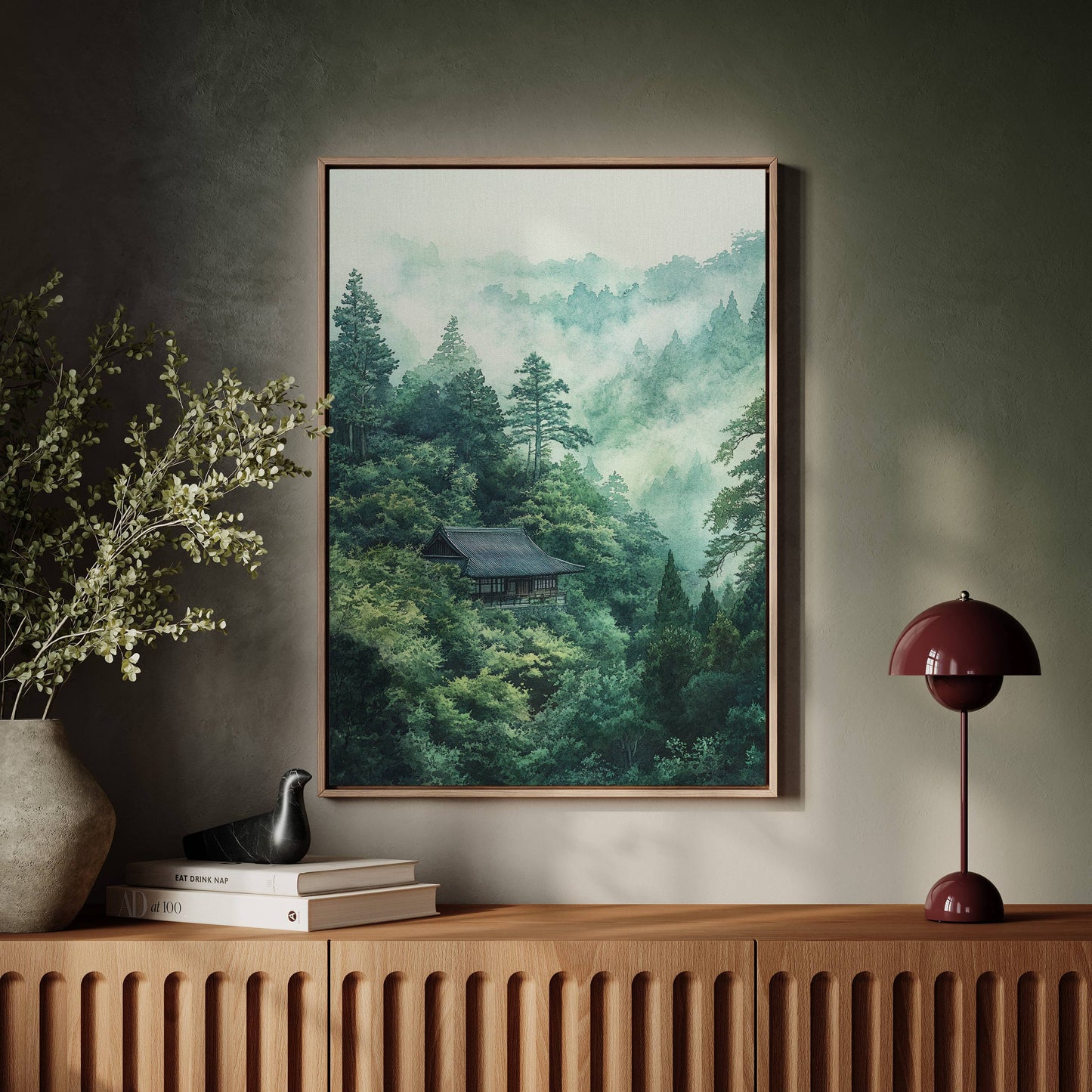 Mountain Temple Rests In Emerald Mist