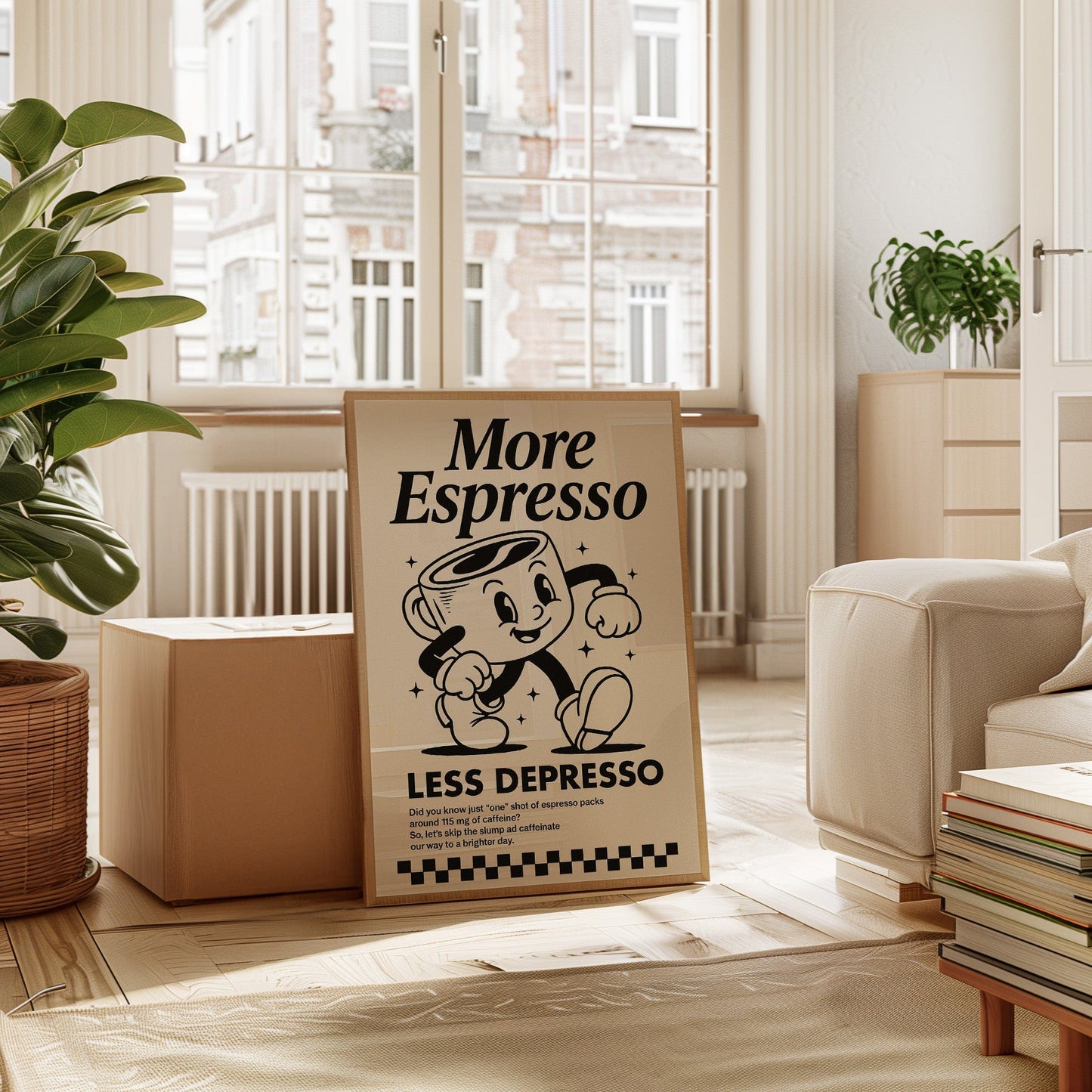 More Espresso, Less Depresso – Vintage Coffee Poster Print