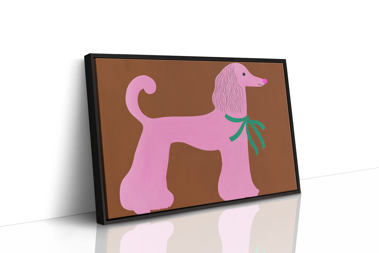 Pink Poodle with a Green Bow
