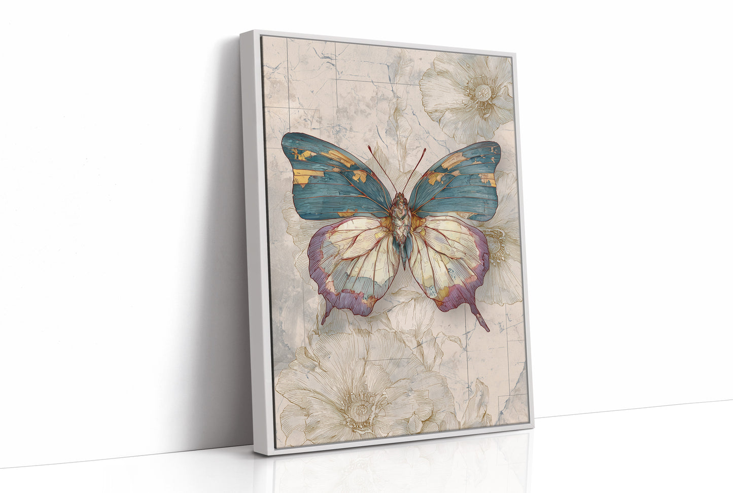 Teal Wings On Vintage Maps