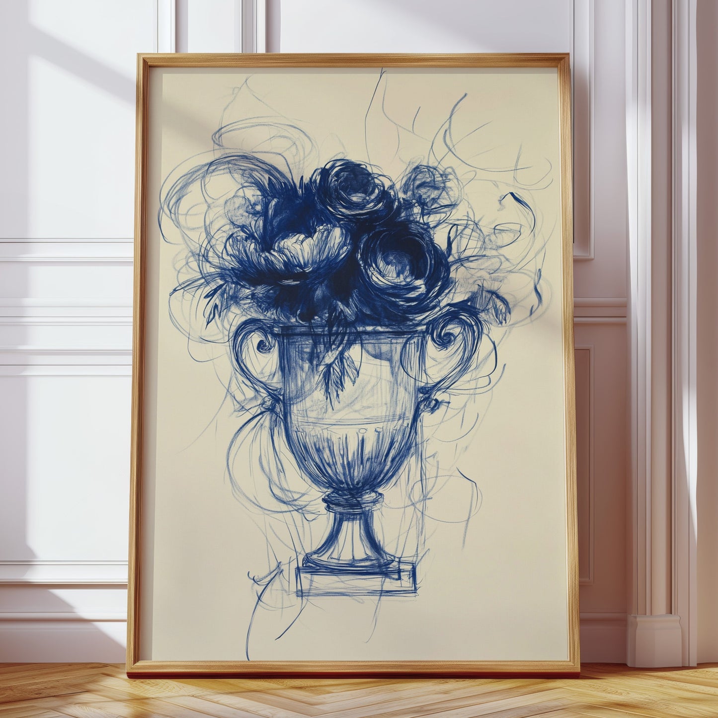 Indigo Roses Dance In Crystal Urn