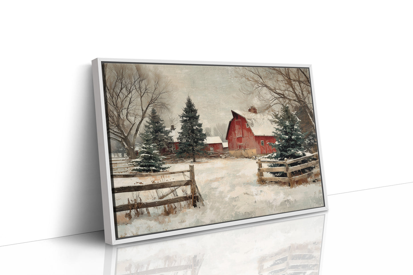 Crimson Barn in Winter's Embrace