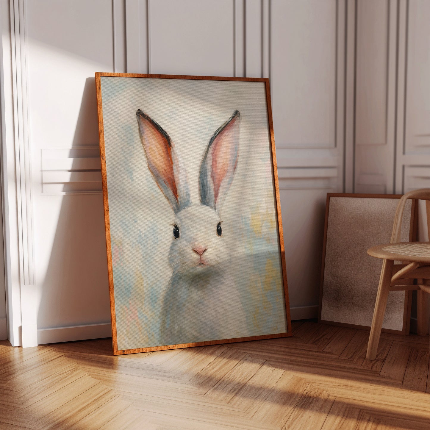 Bright Eyed Bunny in Soft Pastels