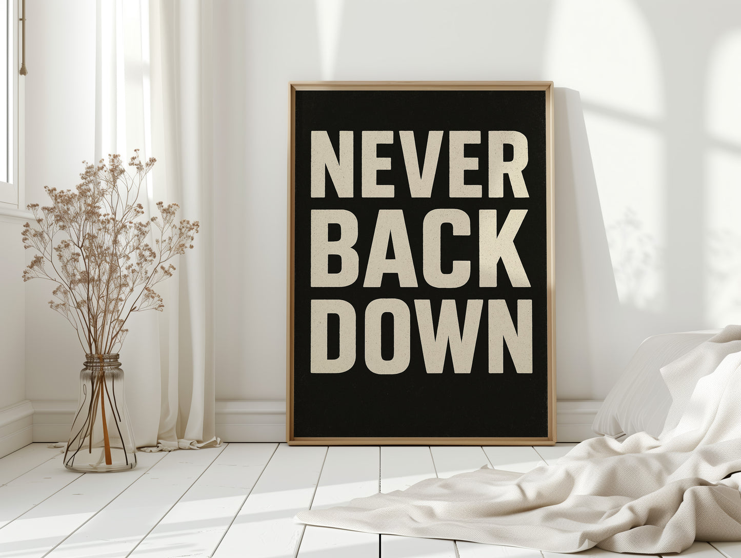 Never Back Down Grit Typography Poster