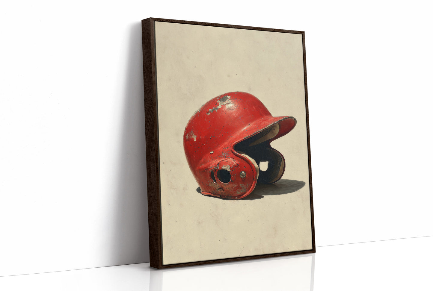 Worn Red Baseball Helmet