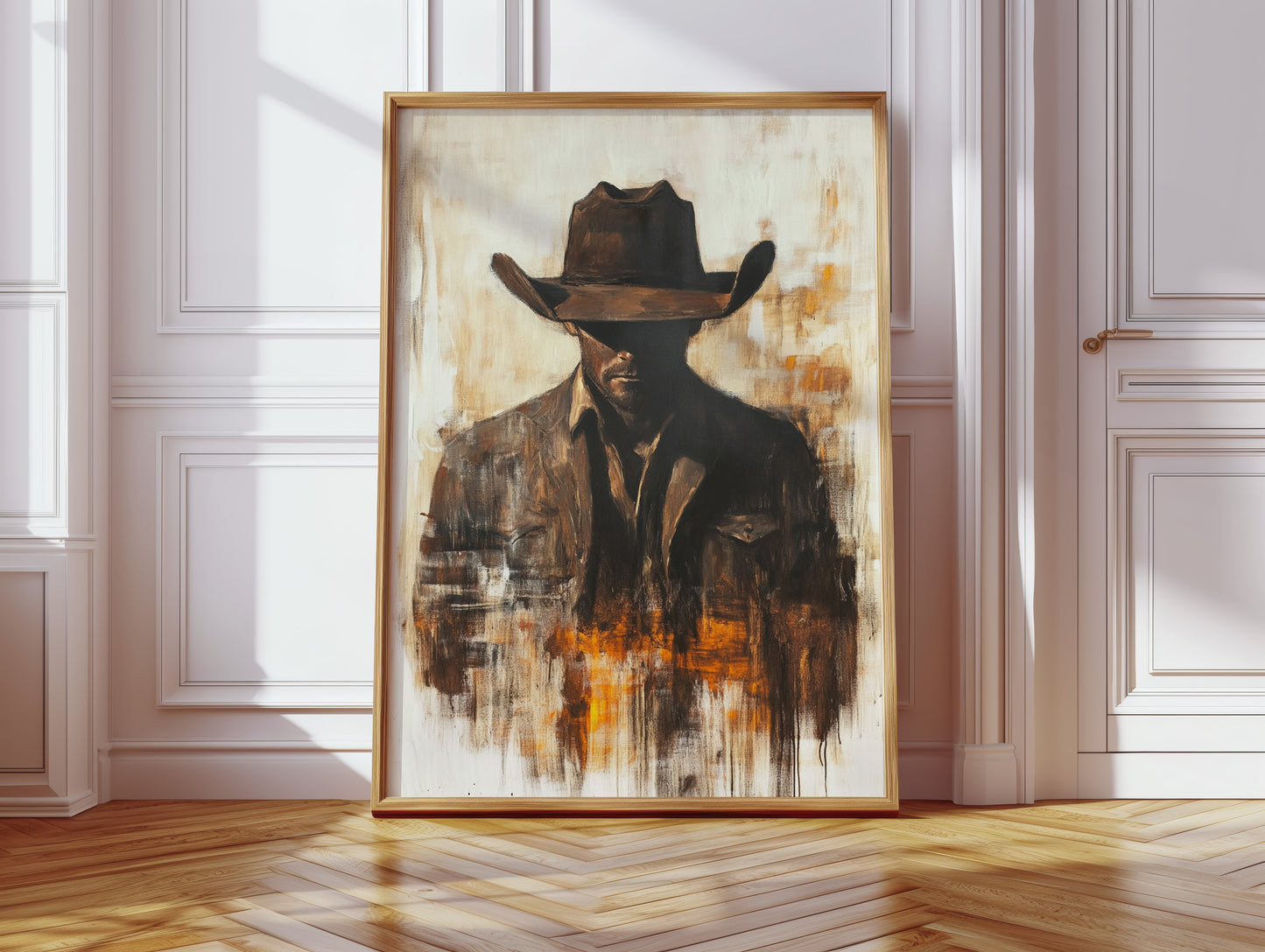 Lone Cowboy in Shadow and Flame