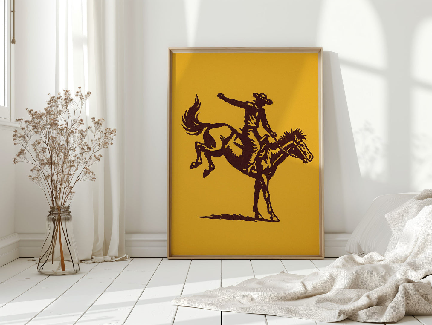 Vintage Rodeo Cowboy Silhouette Print