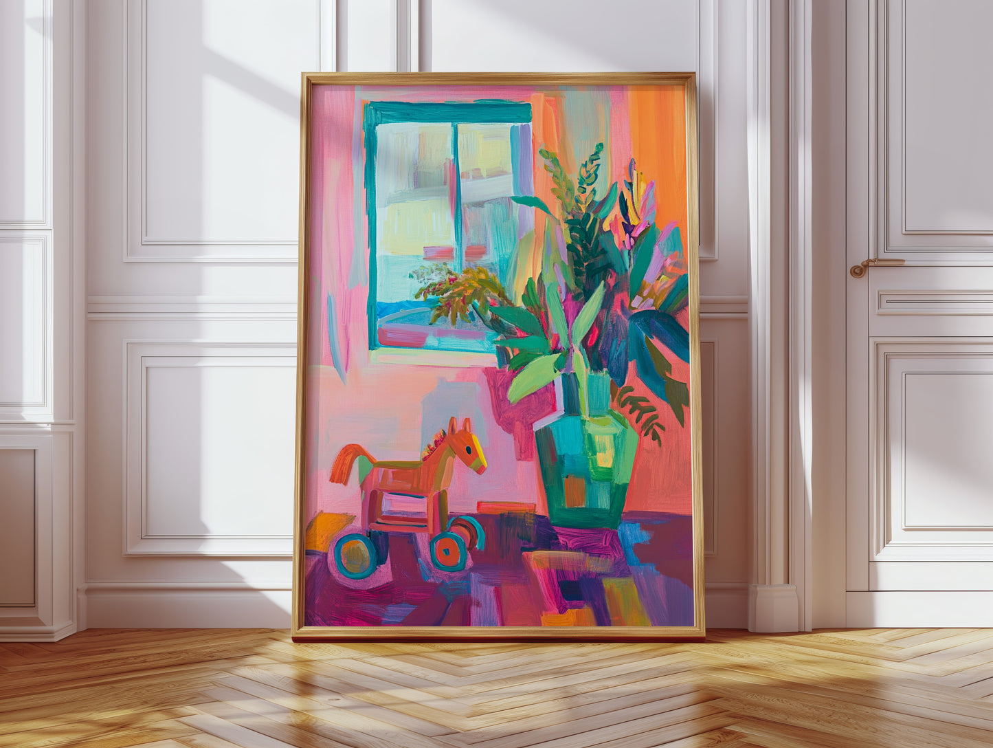 Wooden Horse By Summer Window