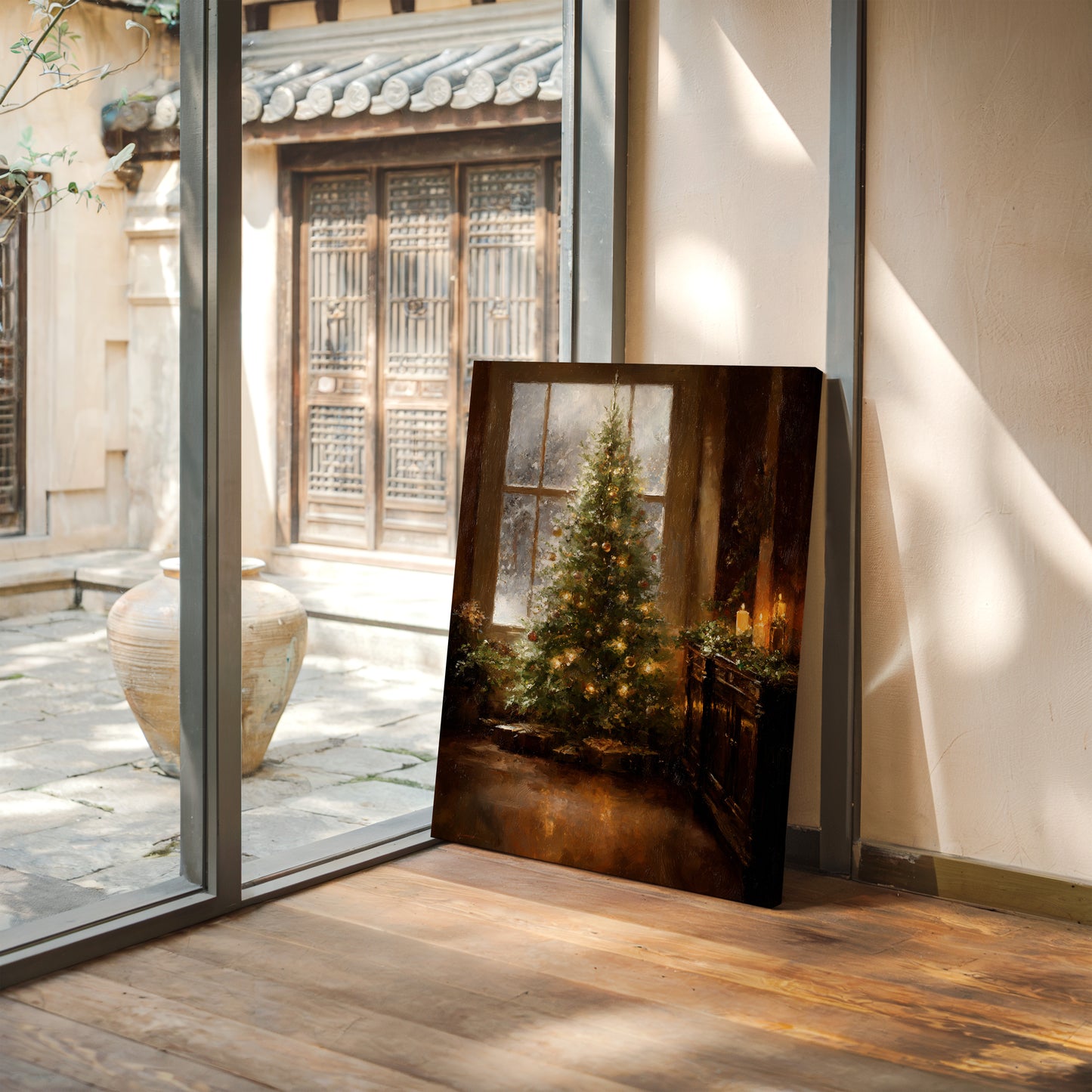 Glistening Pines and Warm Embrace