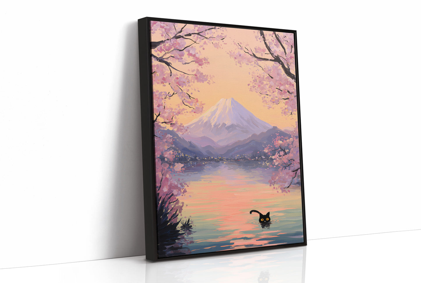 Curious Cat Meets Cherry Blossom Lake