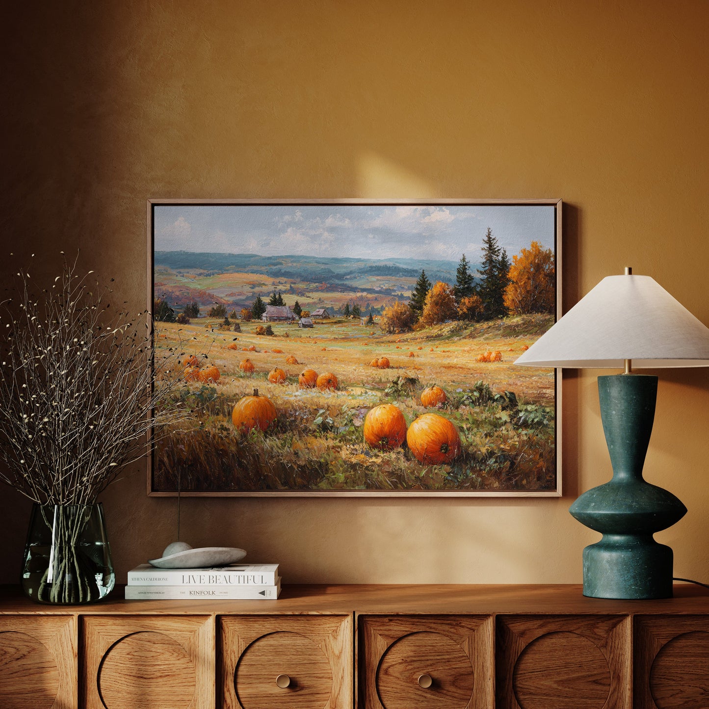 Pumpkins Rest In Rolling Hills