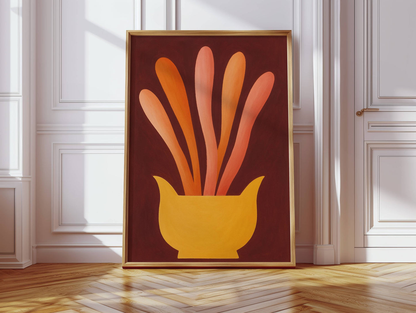 Coral Rays Rise From Golden Bowl