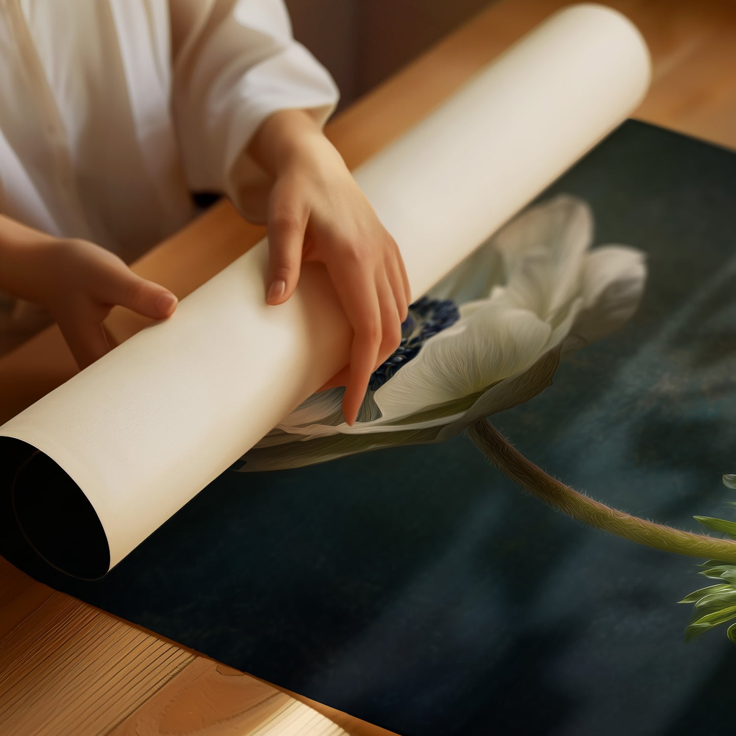 Lone Anemone Against Dark Depths