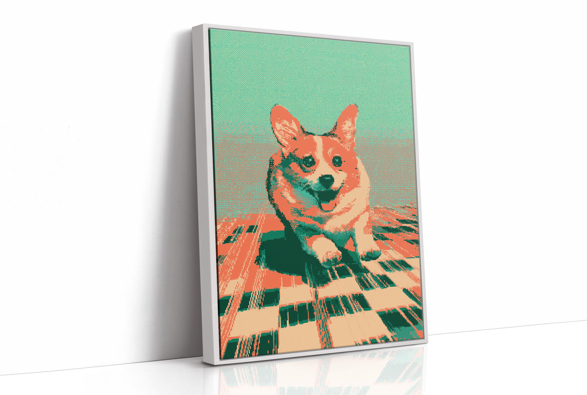 Pixelated Corgi Portrait Pop