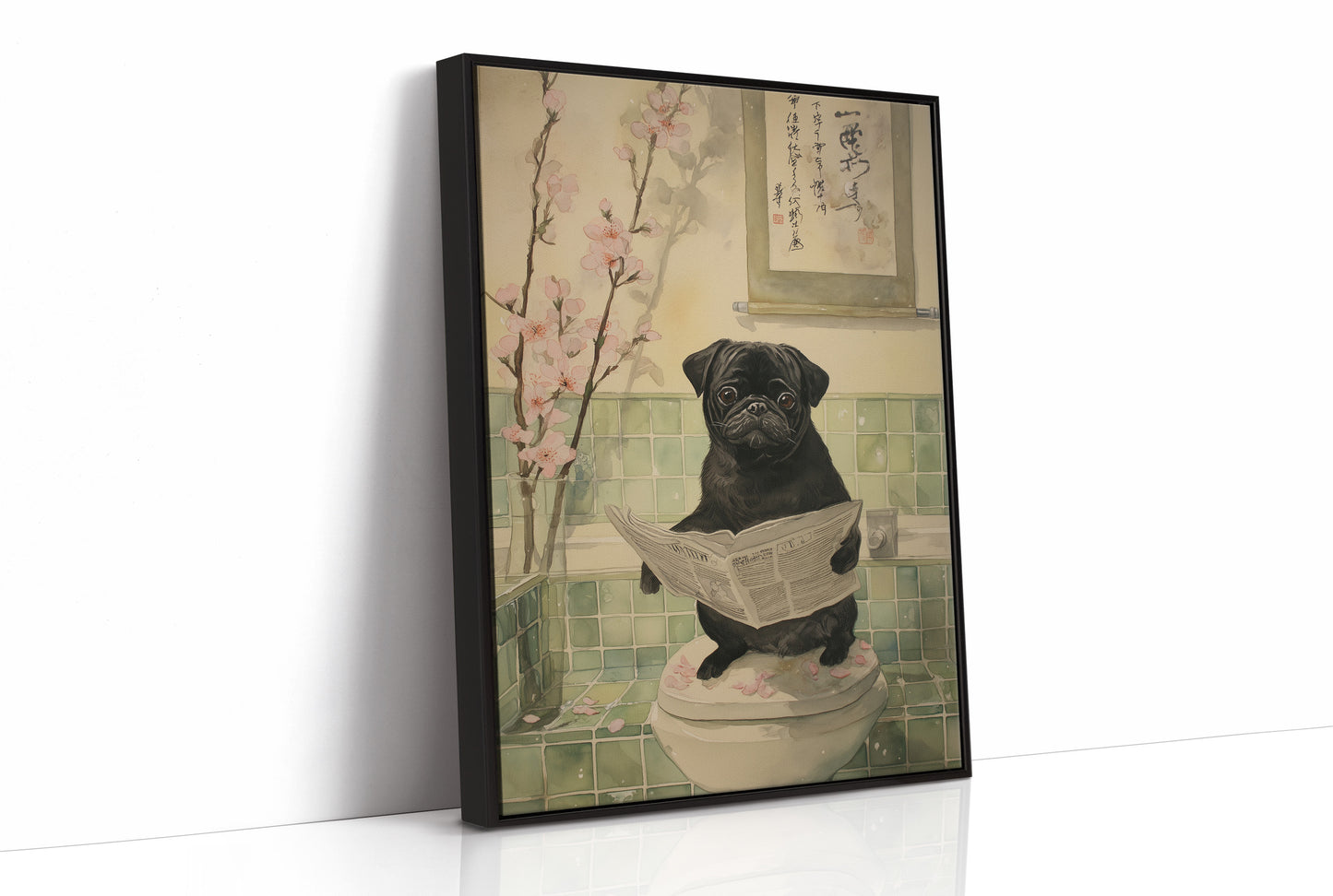 Pug's Morning News And Cherry Blossoms
