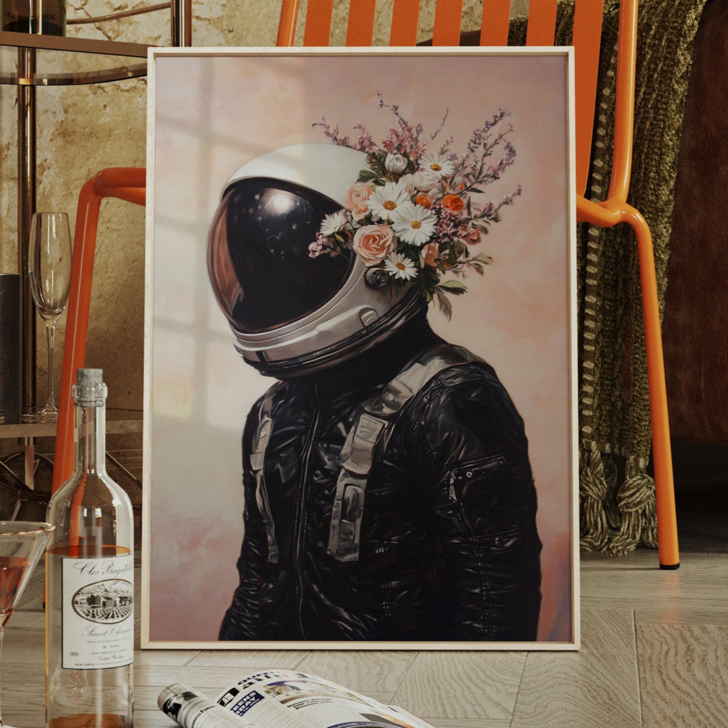 Astronaut with Blossoms on Blush