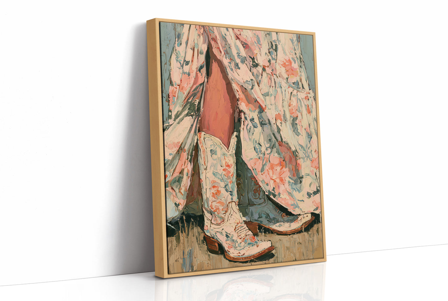 Coral Floral Cowboy Boots Study