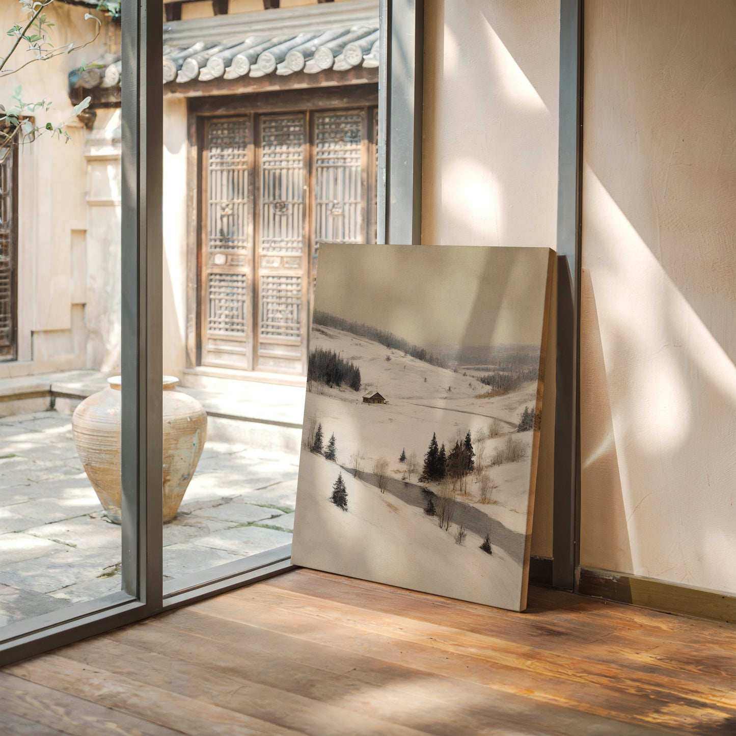 A Cabin Stands Amidst Winter's Embrace