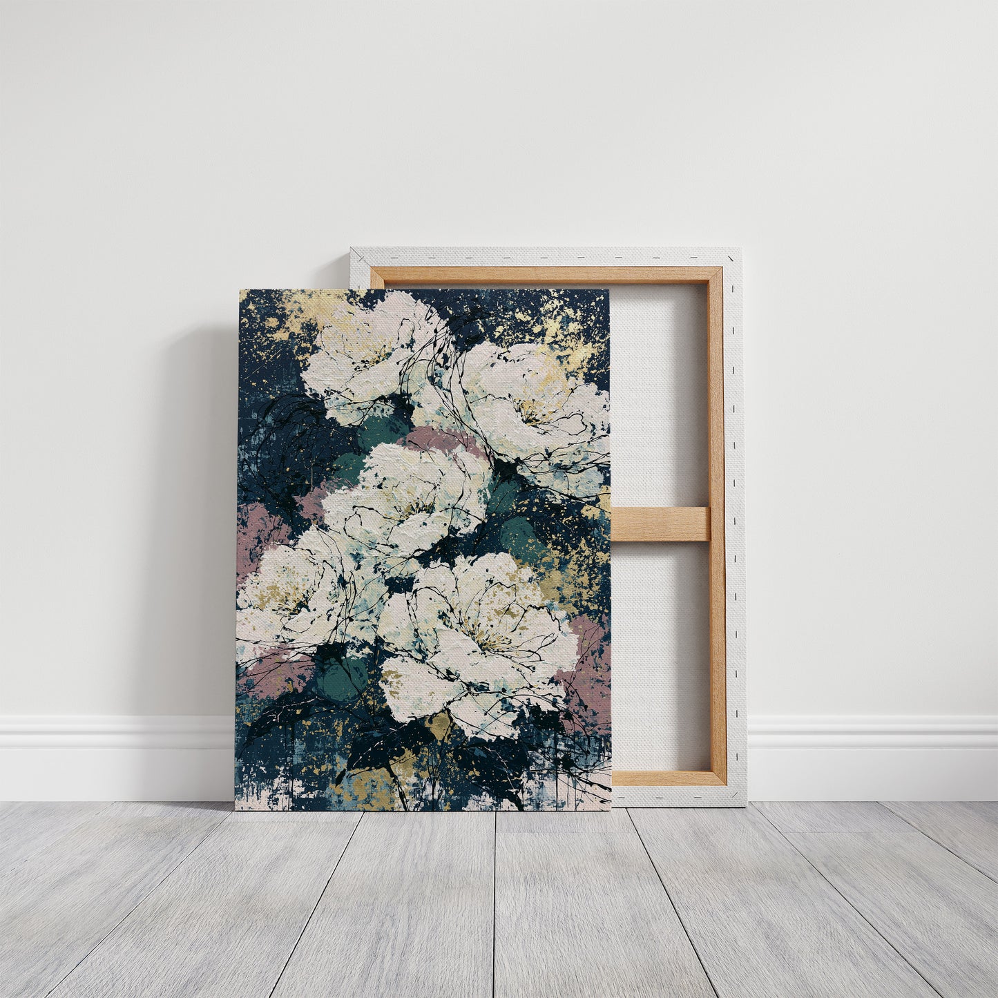Midnight Blooms in Gold Leaf