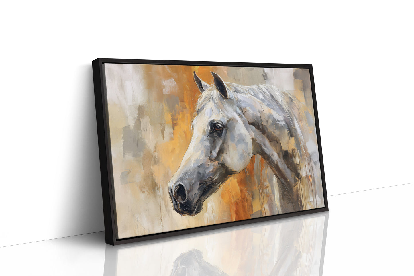 White Stallion Against Amber Skies
