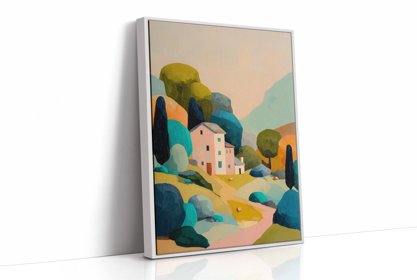 Pastel Haven Among Abstract Hills