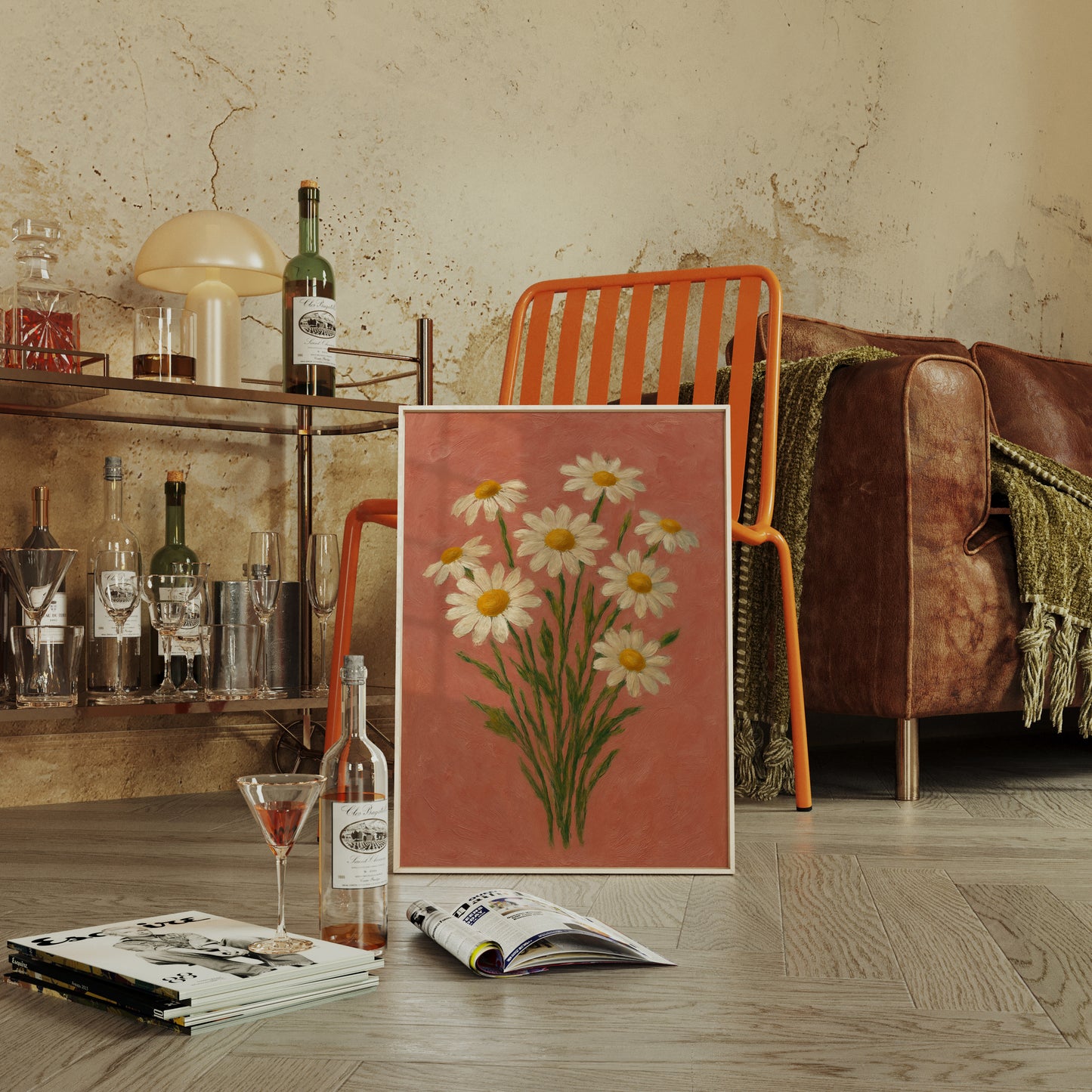 Wild Daisies on Blush Canvas