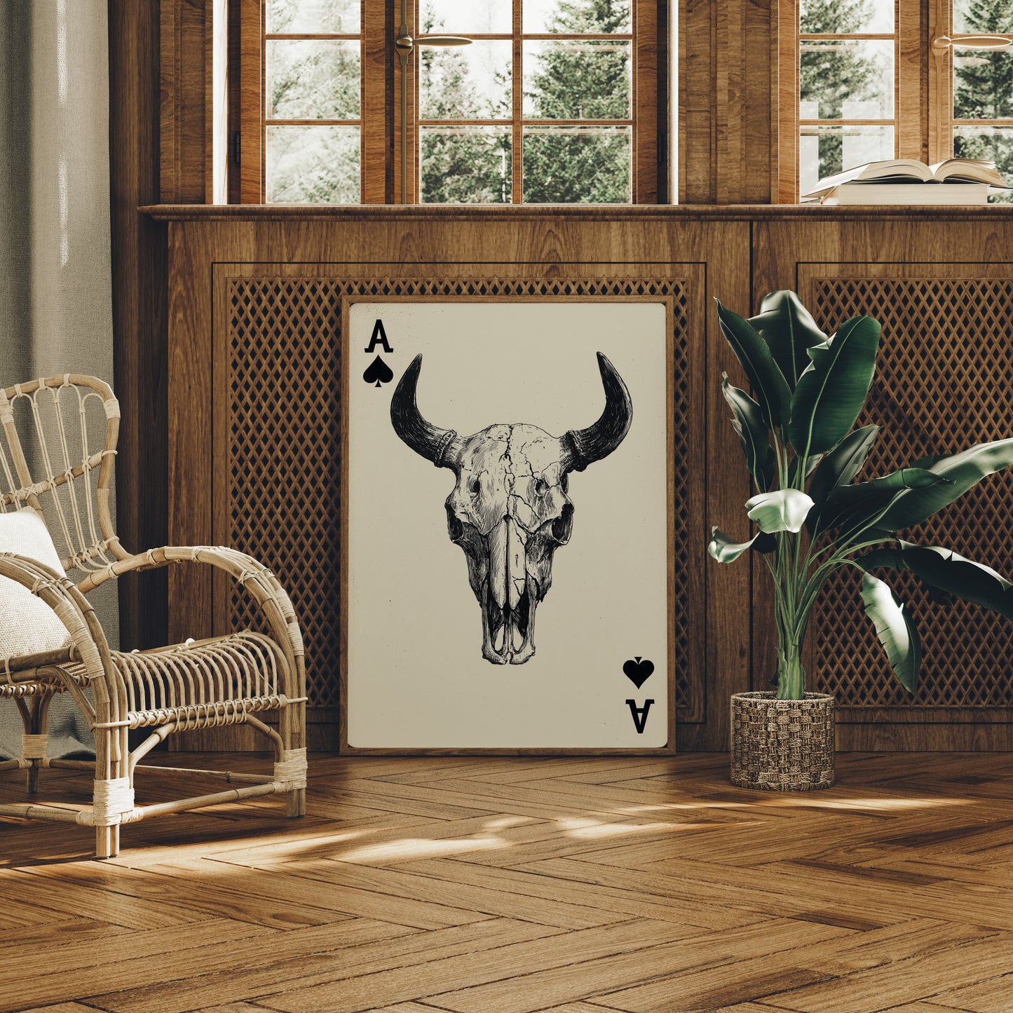 Ace in the Hole - Western Bull Skull Playing Card