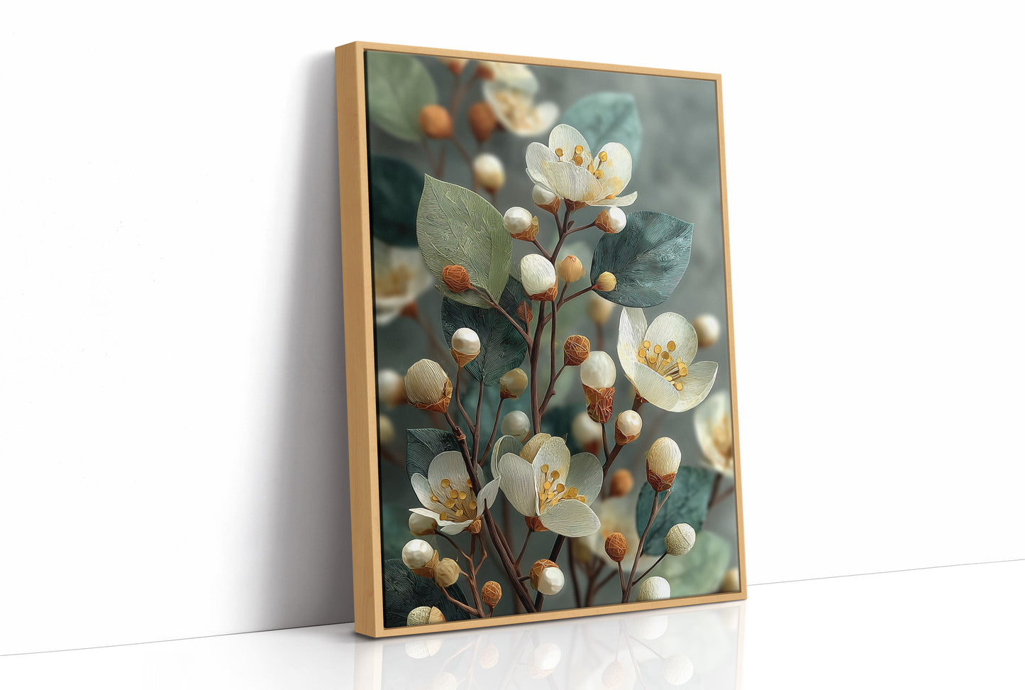 Cream Blossoms and Amber Buds