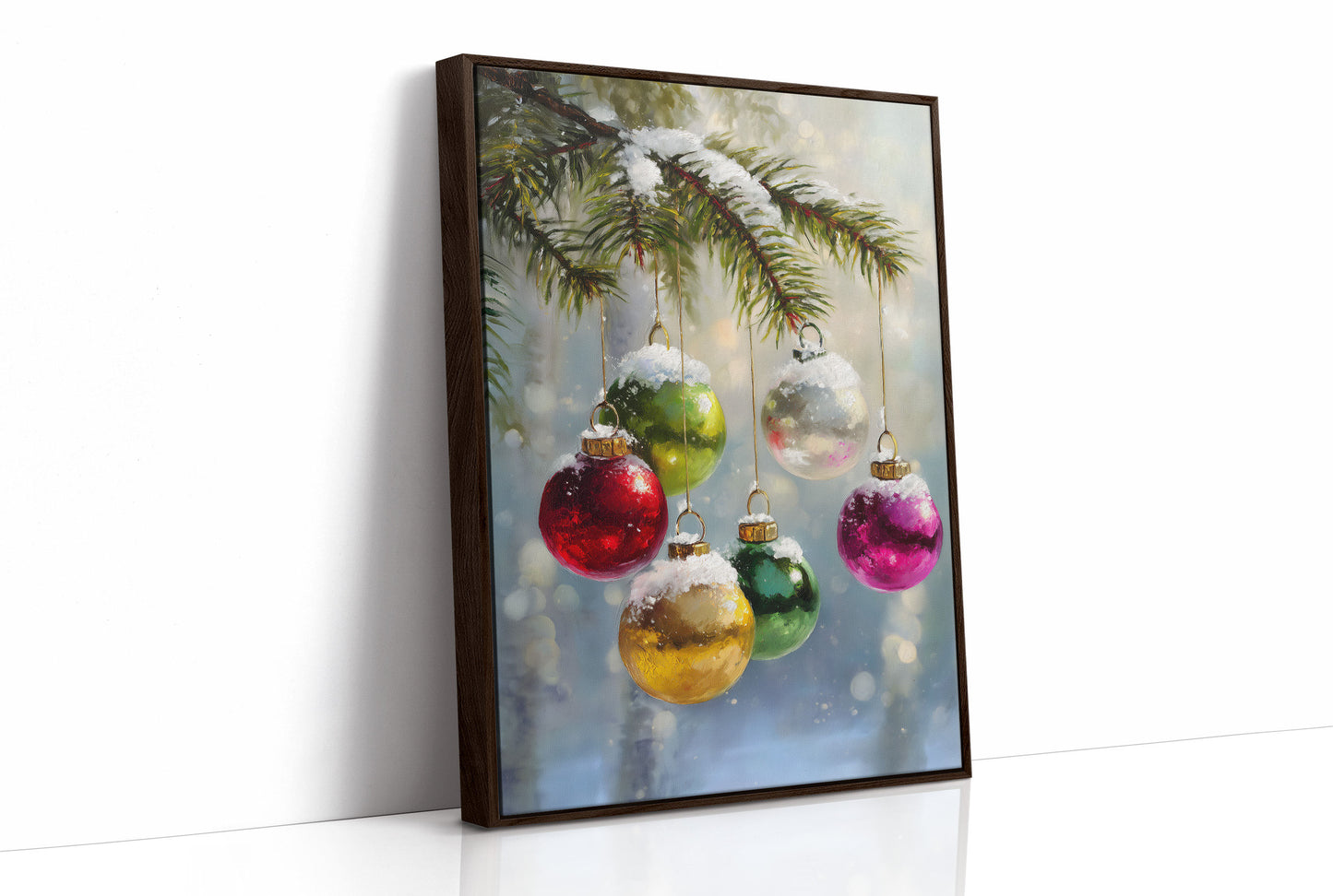 Ornaments Dance Under Snowy Boughs