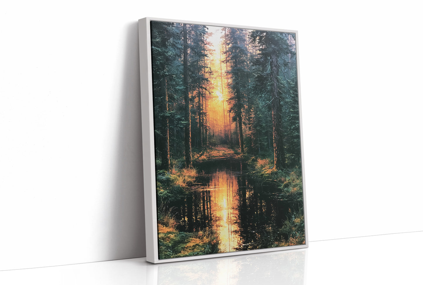 Into the Blaze: Shadowed Forest at Sunset