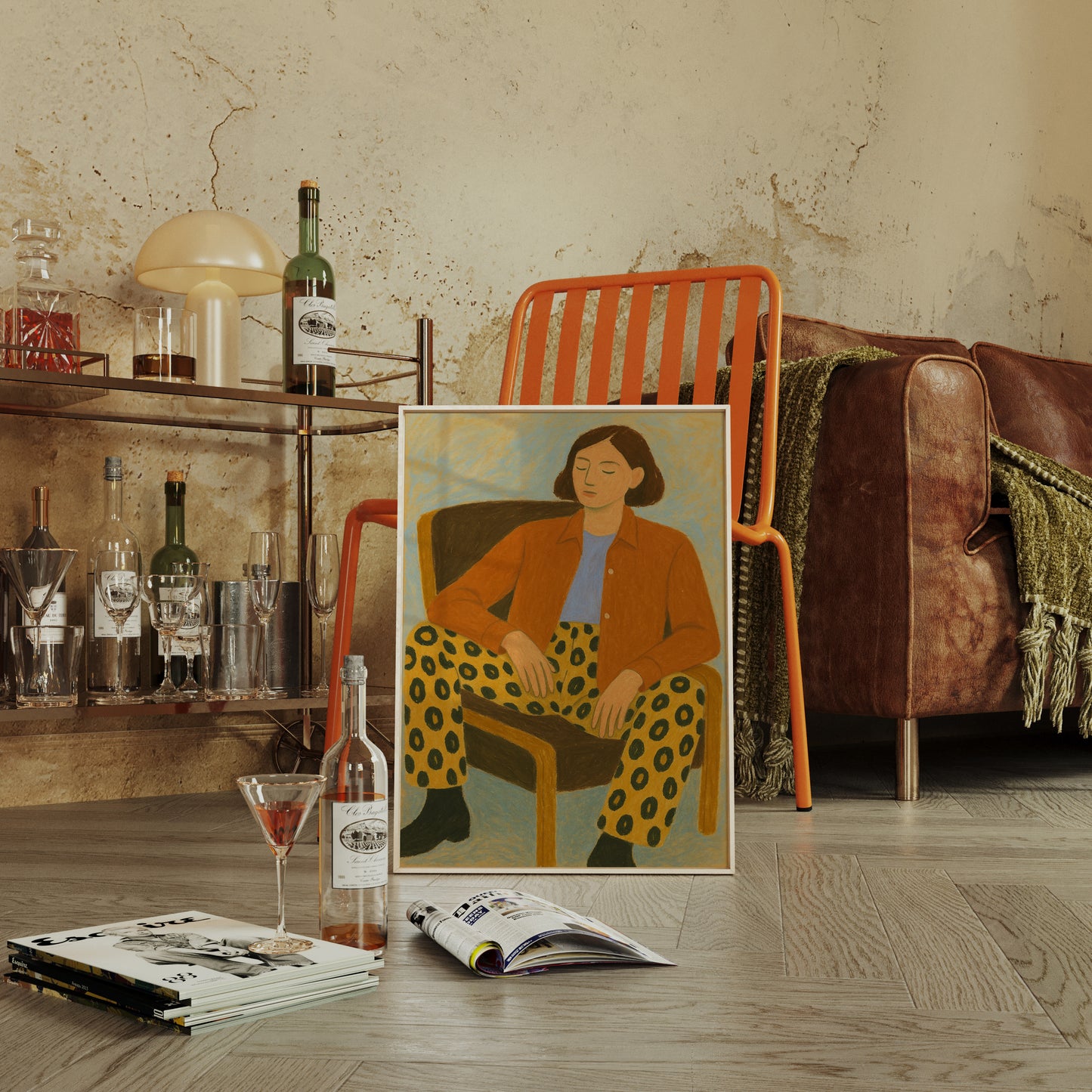 Still Moment in Patterned Pants