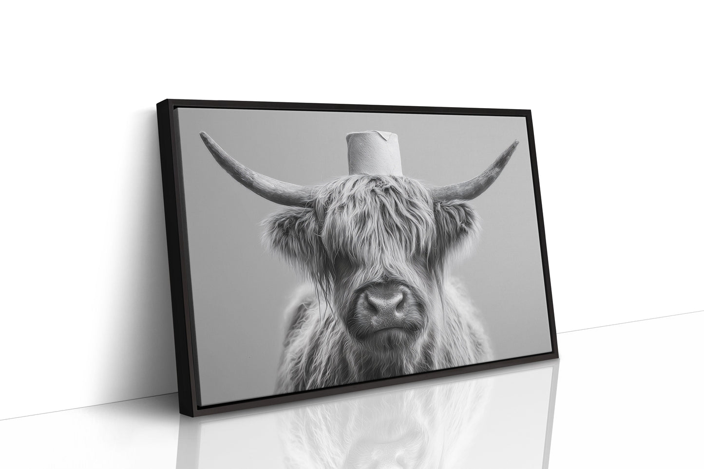 Highland Cow Wears Toilet Paper Crown