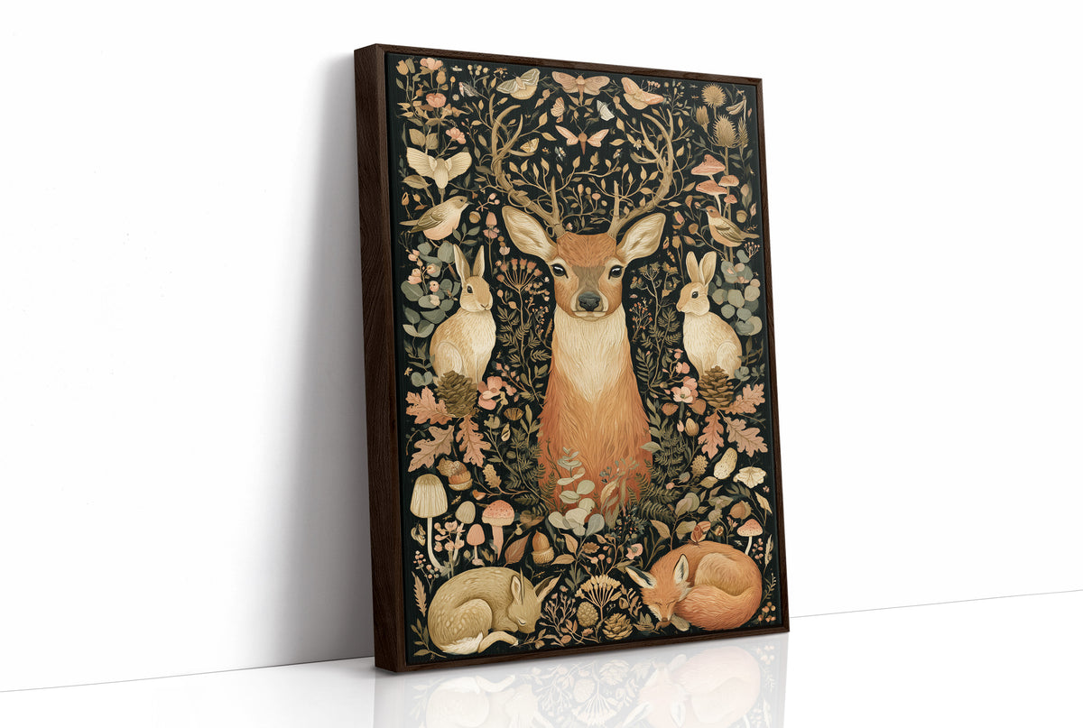 Woodland Tapestry — Blush and Gold Forest Creatures