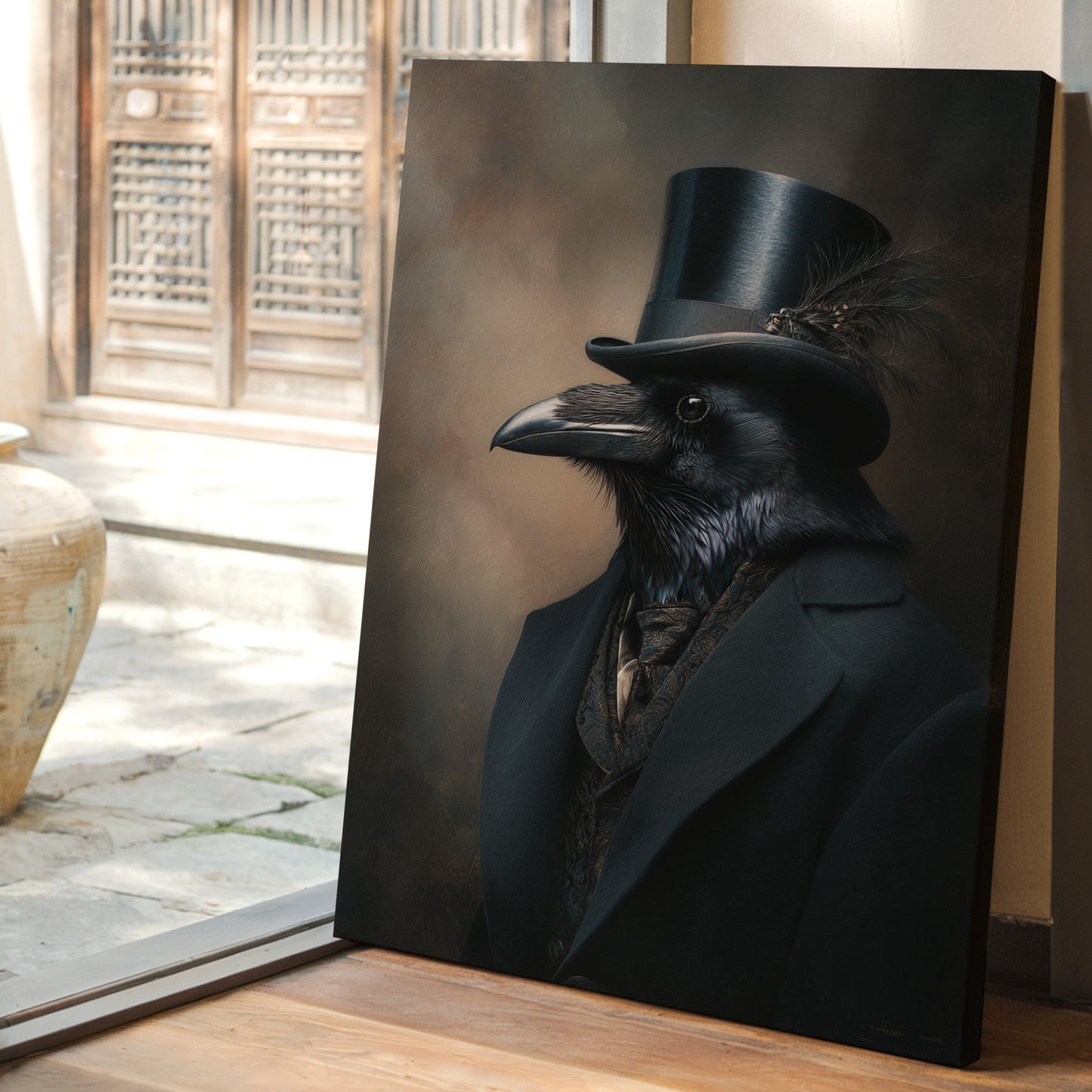Dapper Raven in Formal Attire