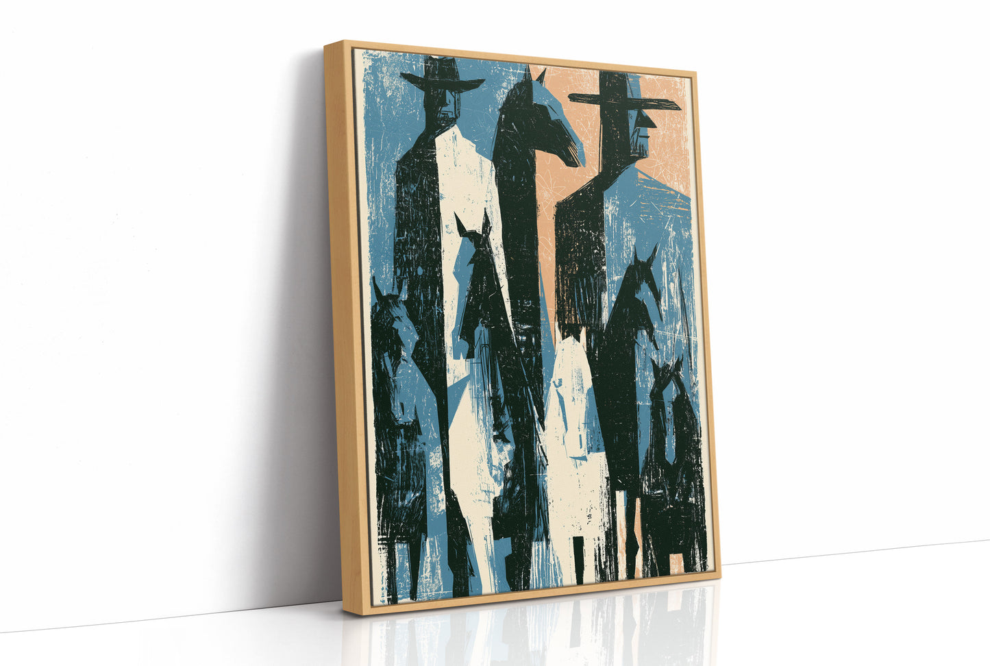 Two Riders Block Print