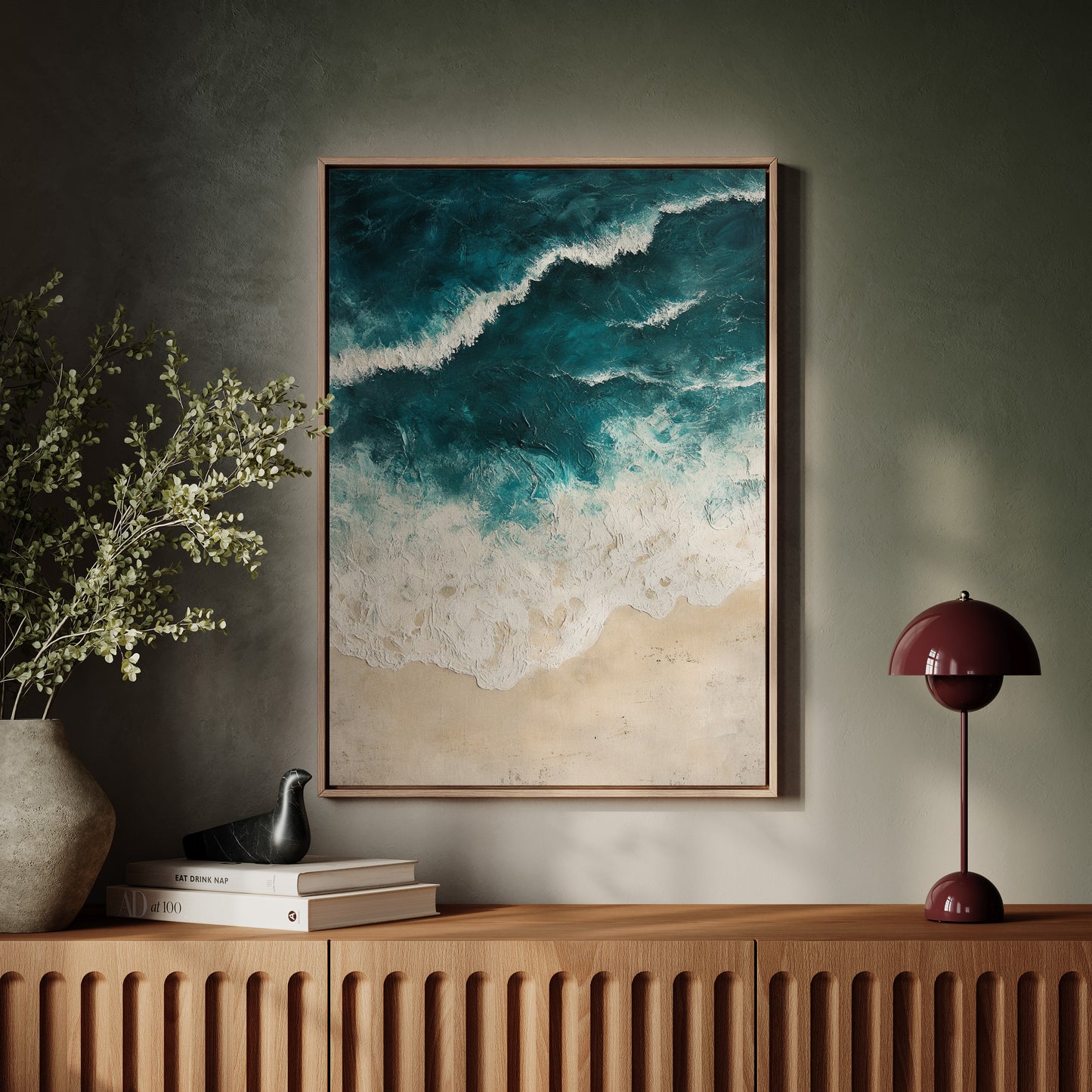 Textured Shoreline in Teal and Sand