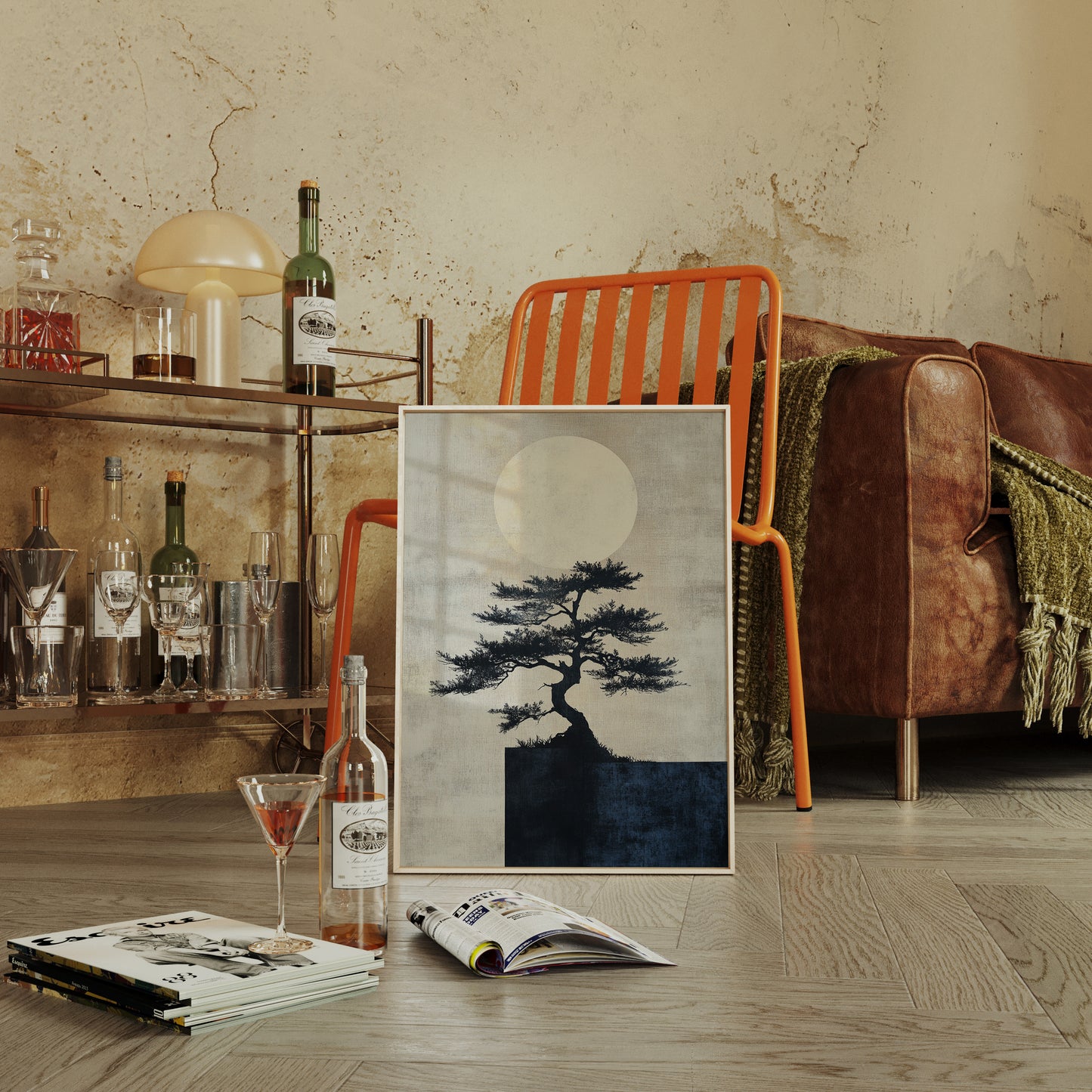 Zen Bonsai Tree Art – Minimalist Japanese Wall Print