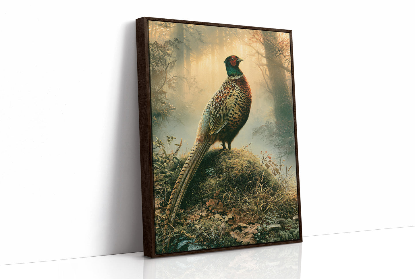 Pheasant at Dawn — Golden Mist Autumn Painting