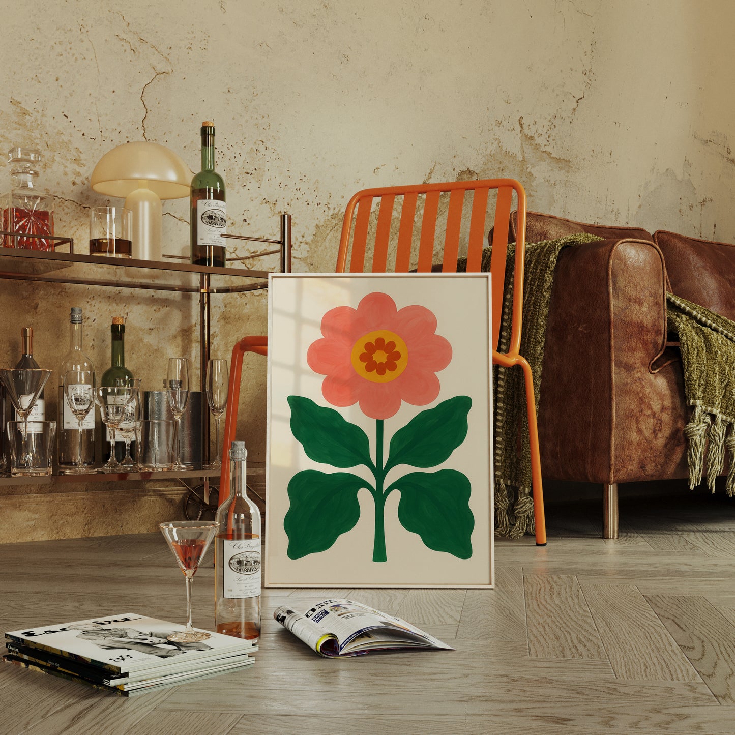 Sunny Bloom in Coral and Green