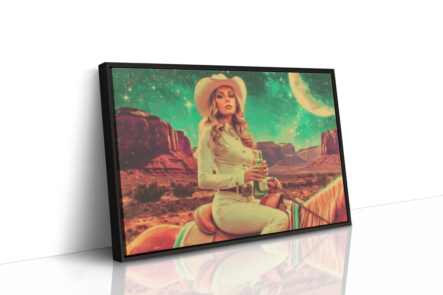 Moonlit Cactus Rose Rides West