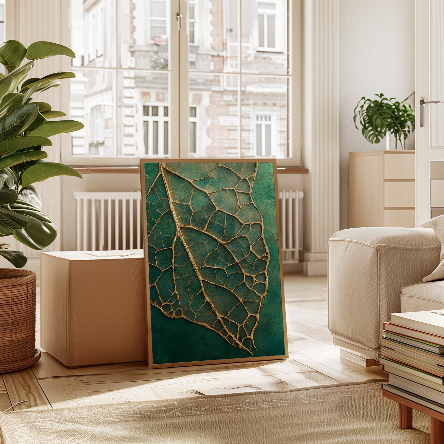 Golden Vein Leaf on Emerald