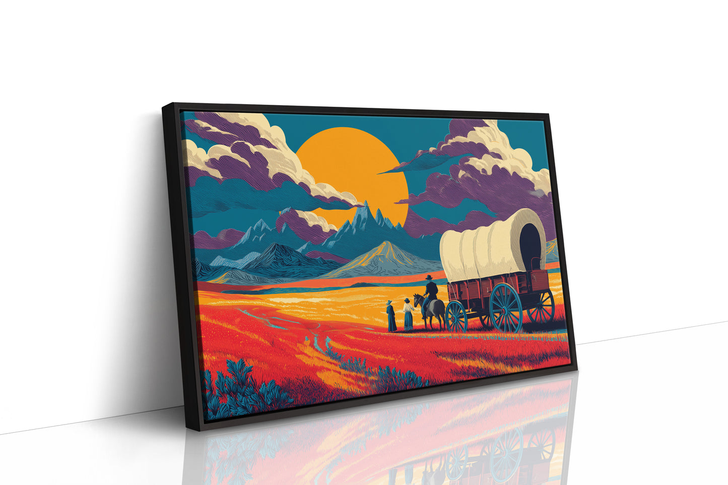 Prairie Wagons Chase Mountain Sunsets