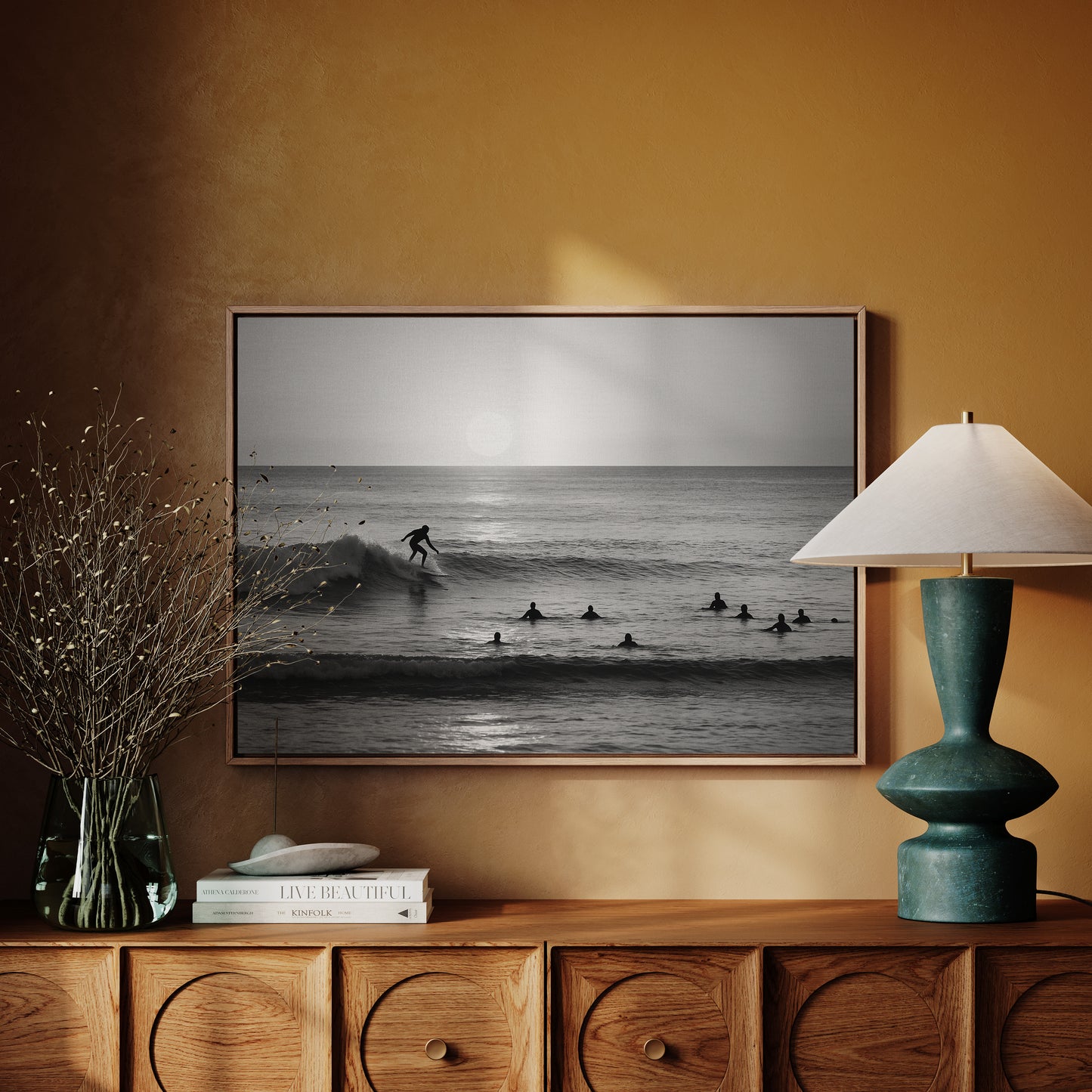 Sunset Lineup in Black and White