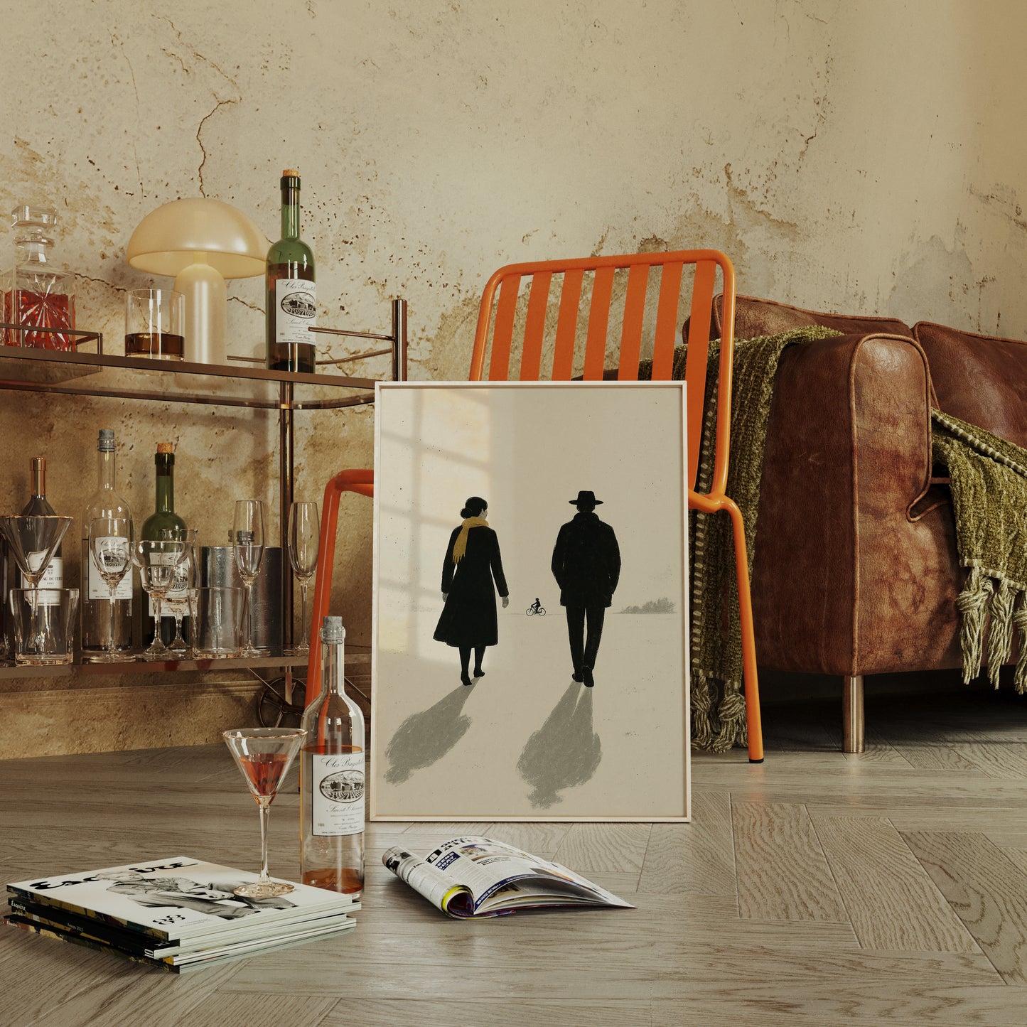 Winter Walk with Yellow Scarf