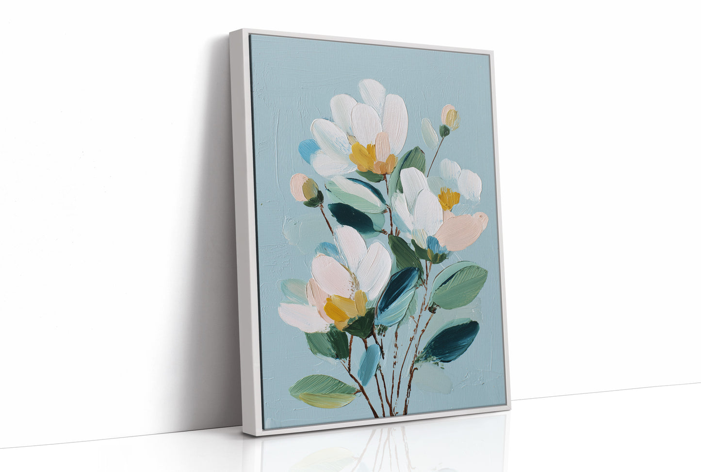 Textured Blossoms Against Azure Calm
