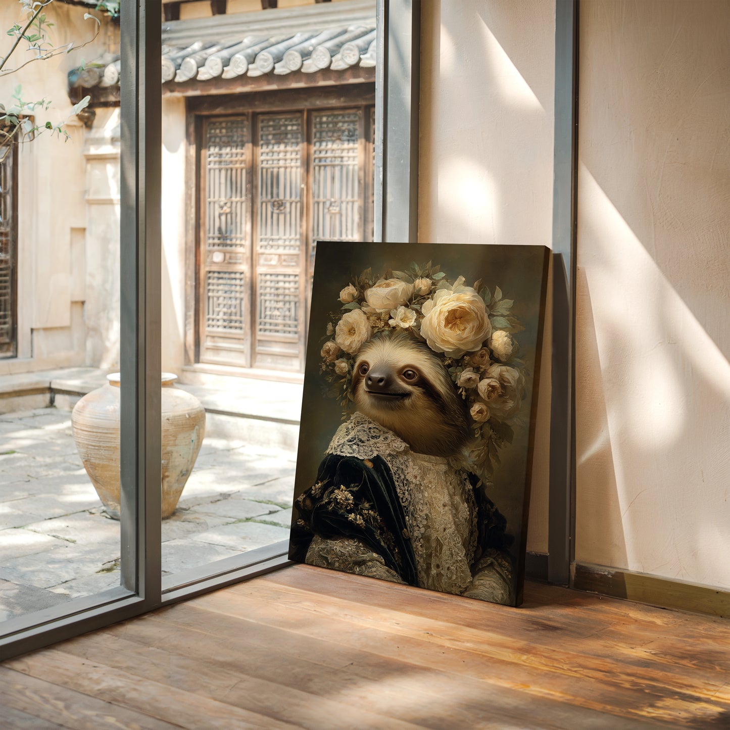 Regal Sloth Amidst Blossoms