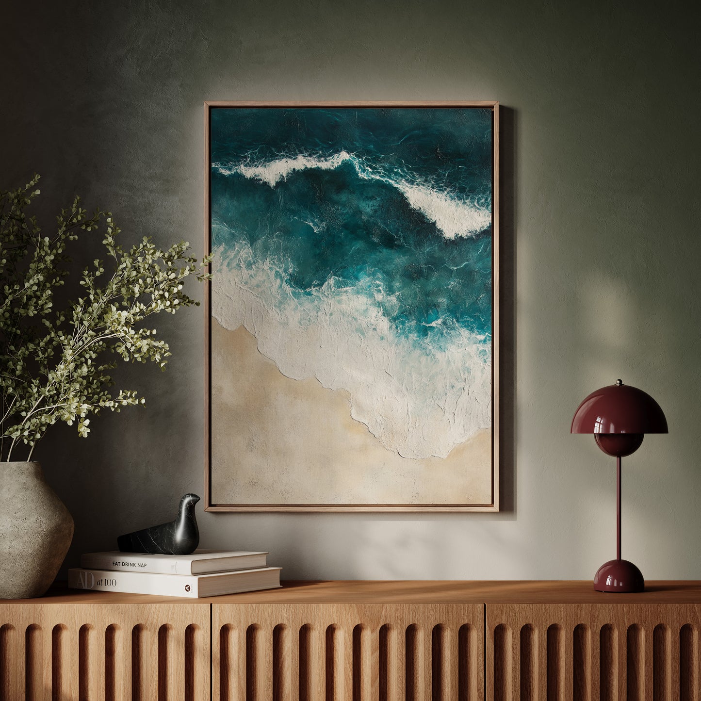 Waves Crashing on Sculpted Shore